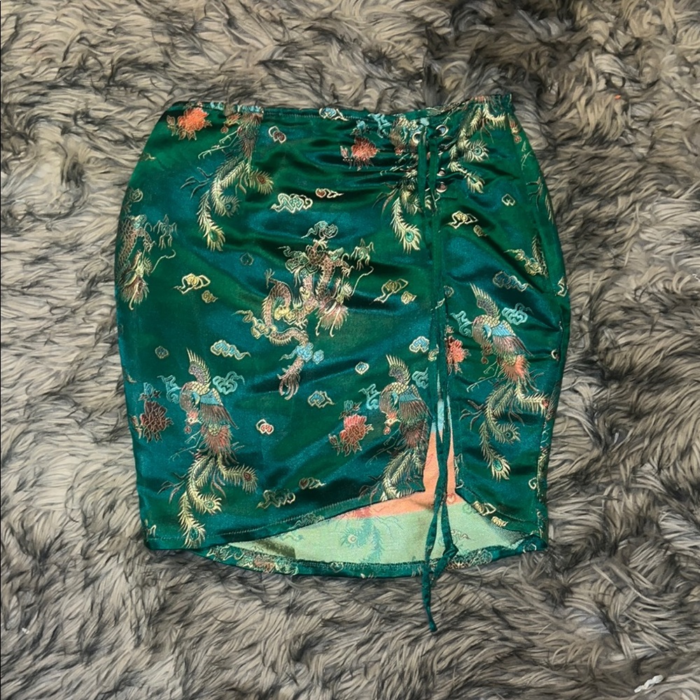 PLT Japanese dragon Oriental mini Silk skirt